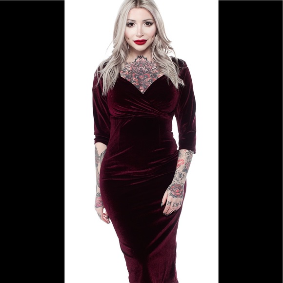 NWT ROCK STEADY BURGUNDY VELVET DRESS XL - Picture 1 of 6